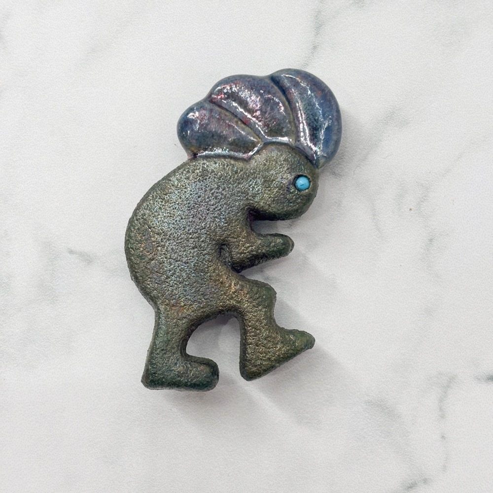 Jeremy Diller Raku Pottery Kokopelli Medallion Magnet - Signed‎ Southwest Decor